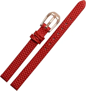 : 14mm) Lizard Print Cowhide Leather macaque captivity huge harmful sweatshop fellow watchband for Ladies Replacement Watch White red Ultra-Thin Strap 6 8 10 12 14 16mm (Color : 10mm Gold Clasp, Size 