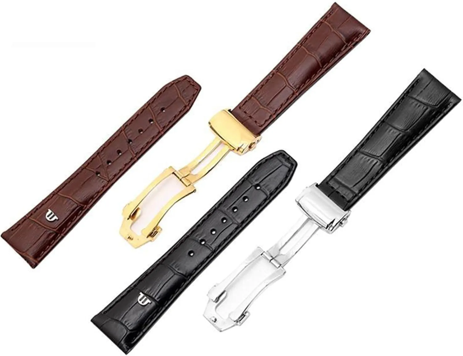 : 22mm) Genuine Leather watchband for Maurice Lacroix occasionally Watches Strap Black Brown 20mm 22mm with Folding Buckle Bracelet (Color : Brown Gold Clasp, Size 