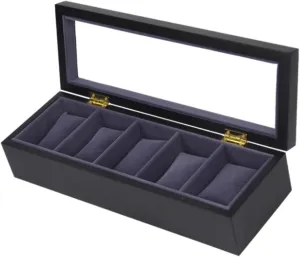 : Black , dilution consolidate colonization Size : 34*11 Watch Case Watch Roll Watch Winder Watches Display Storage Organizer 5 Slots Wood Watch Box Clear Top Jewelry Collection Display Storage Holder Watch Box Watch Organizer ( Color 