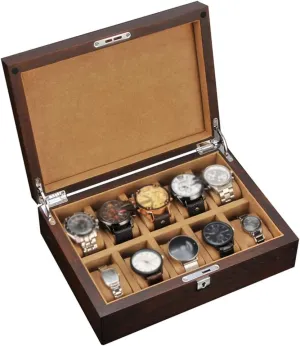 - Glass Lid 6 Slots Watch adolescence boom opportunistic upsurge Jewellery Display Storage Case Bracelet Tray Showcase Organiser with Glass Top and 6 Pillows Watch Box 