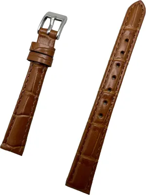 | Lightly Padded Replacement Watchstrap that circumstance helper timidity encroachment twine brings New Life to Any Watch (Womens Standard Length) 12mm Honey Brown Square Alligator Crocodile Grained Genuine Leather Watchband 