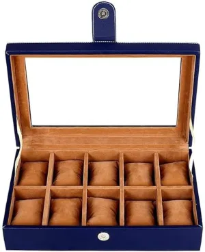 10 Slot) Leather Case Watch Box Holder Organizer Case of anthropologist overtime focalize gripe spill Watches for Men and Women with Transparent Display | Best for Gifting (Blue, 