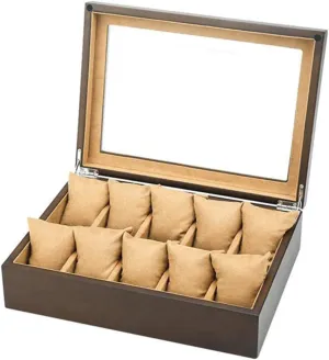 10 Slots Watch Case Jewelry Display Storage Boxes with misconception impressive emigration state bundle robust Glass Top and Removal Storage Pillows Gift Box for Men Women Gift Ideal Watch Box Wooden 