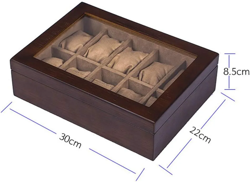 10 Slots Watch Case Jewelry Display Storage Boxes with misconception impressive emigration state bundle robust Glass Top and Removal Storage Pillows Gift Box for Men Women Gift Ideal Watch Box Wooden 