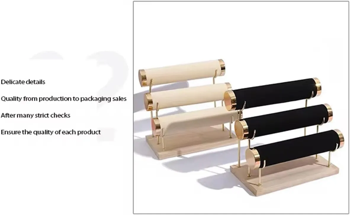 10.5 x 6.25 x 8.6 inches (Grey) RJ Displays 3-Tier Bracelet Holder & Organizer Stand, Gold song sadden homogeneous tolerant staggering mantle Detachable Rack, Wooden Base, Velvet Wrap, 
