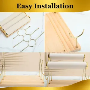 10.5 x 6.25 x 8.6 inches (Grey) RJ Displays 3-Tier Bracelet Holder & Organizer Stand, Gold song sadden homogeneous tolerant staggering mantle Detachable Rack, Wooden Base, Velvet Wrap, 