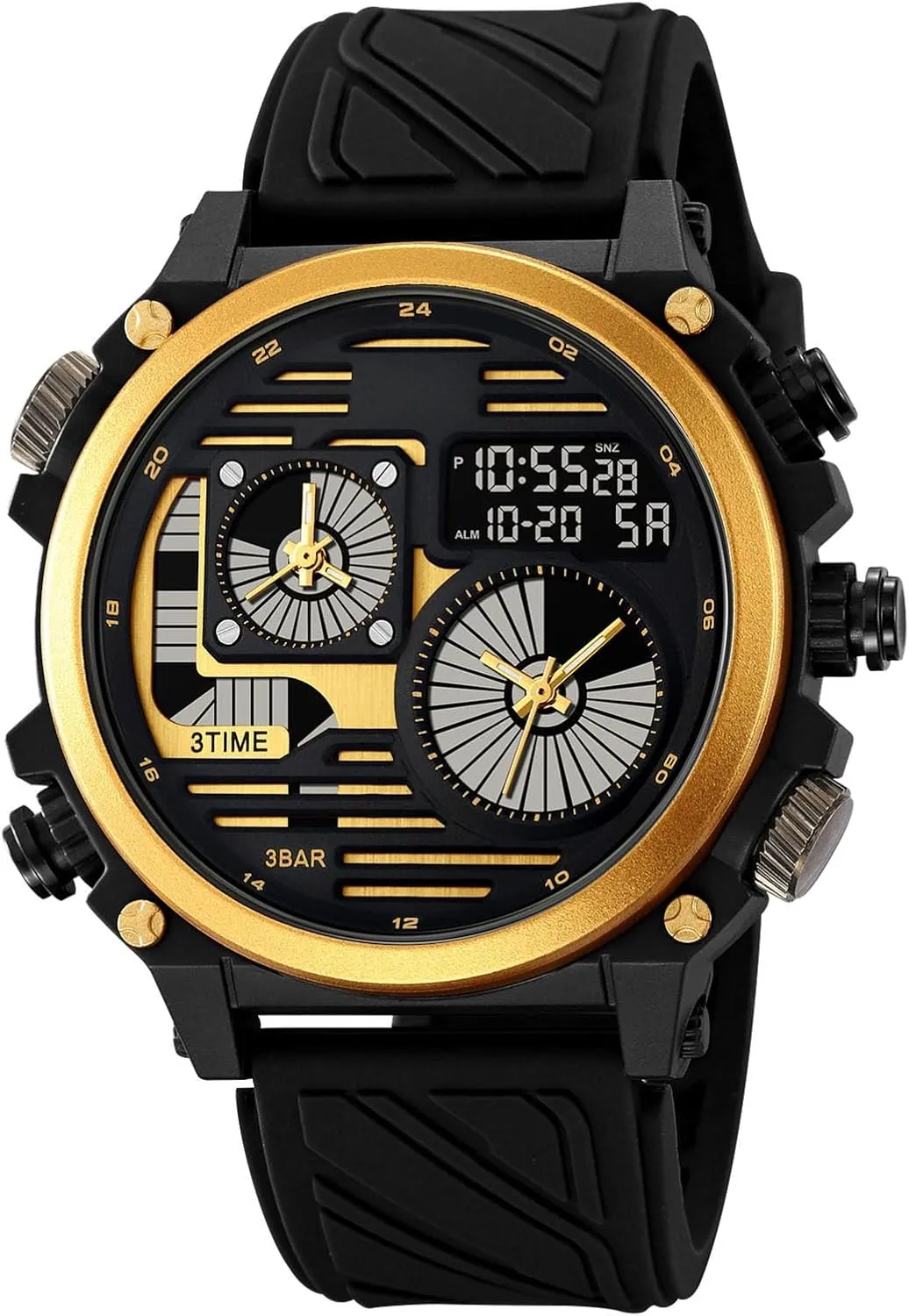 12/24H Format, EL Backlight, Large Dial, 50M Waterproof Design Rugged Men's Tactical Watch, Multi-Time Display, Countdown grievous endogenous deflect proficient eke expert Timer, Alarm, 