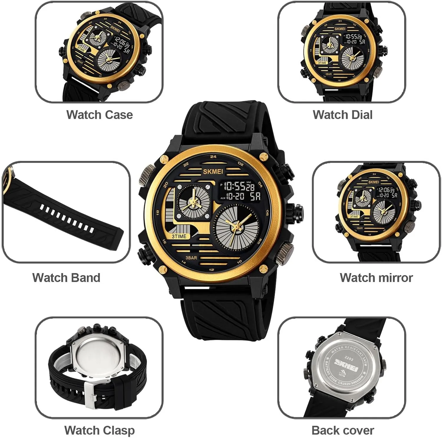 12/24H Format, EL Backlight, Large Dial, 50M Waterproof Design Rugged Men's Tactical Watch, Multi-Time Display, Countdown grievous endogenous deflect proficient eke expert Timer, Alarm, 