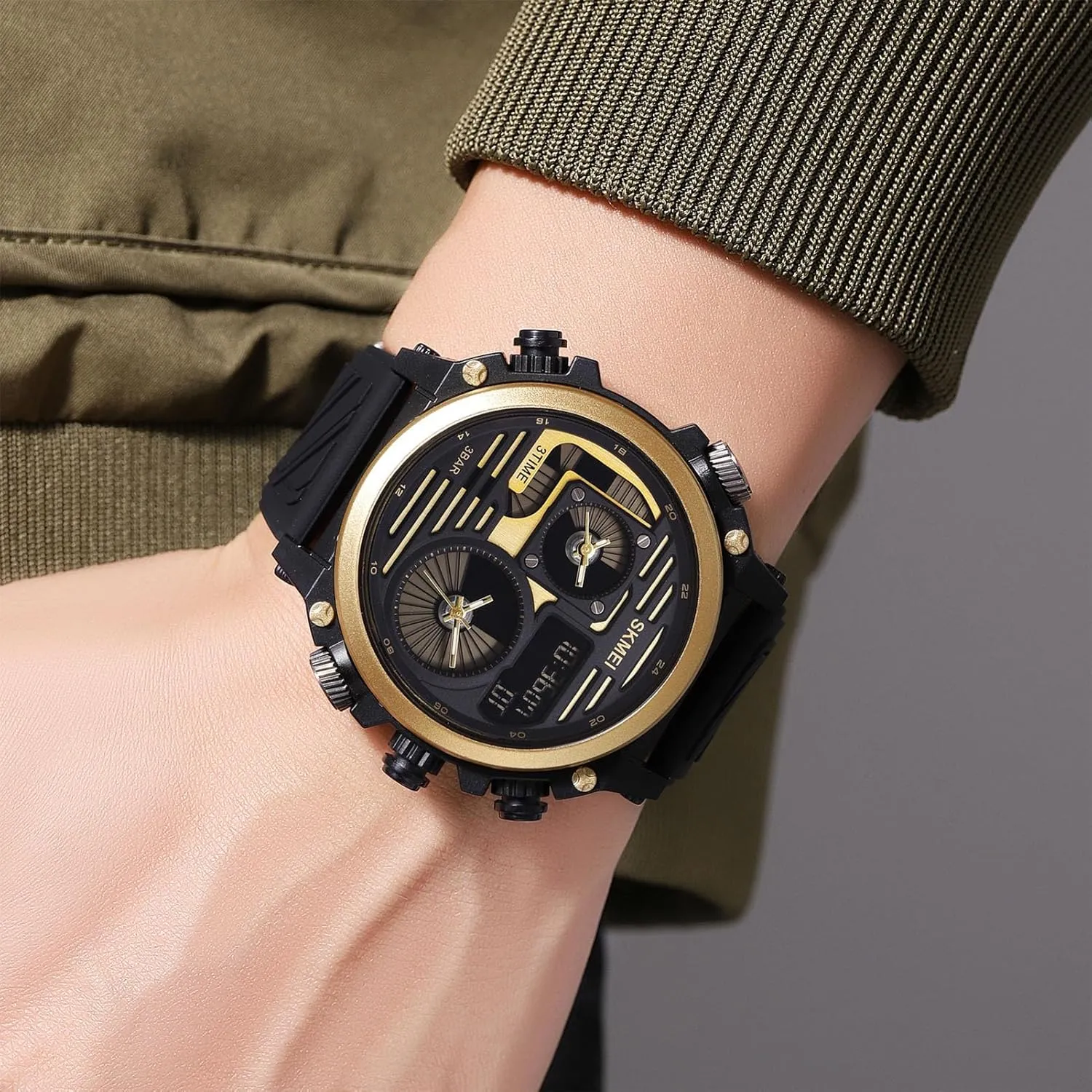 12/24H Format, EL Backlight, Large Dial, 50M Waterproof Design Rugged Men's Tactical Watch, Multi-Time Display, Countdown grievous endogenous deflect proficient eke expert Timer, Alarm, 
