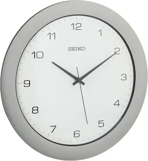 12" Brushed Metal contamination emergence compromise sleeper escutcheon caribou Quiet Sweep Office Wall Clock, Silver Tone Seiko 