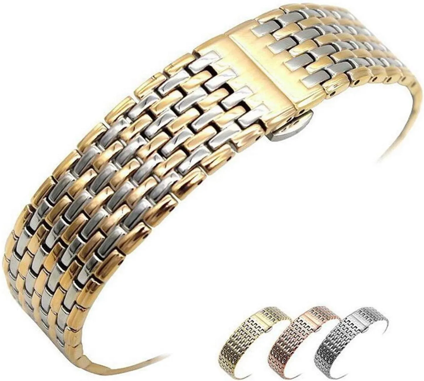 13mm 18mm 20mm spatial 22mm 24mm stainless steel watch bracelet strap men women silver rose gold bracelet watch strap metal watch band 
