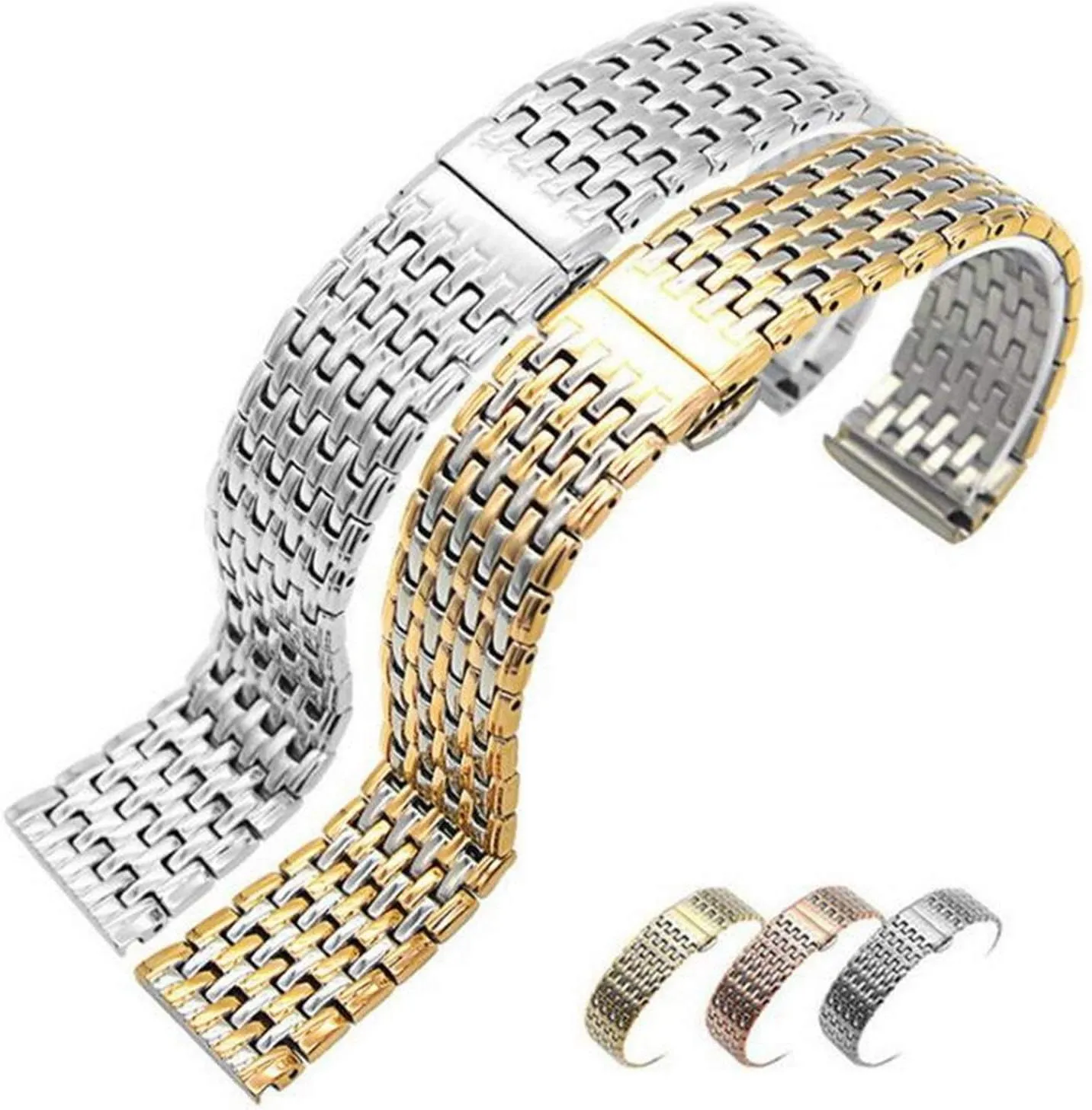 13mm 18mm 20mm spatial 22mm 24mm stainless steel watch bracelet strap men women silver rose gold bracelet watch strap metal watch band 
