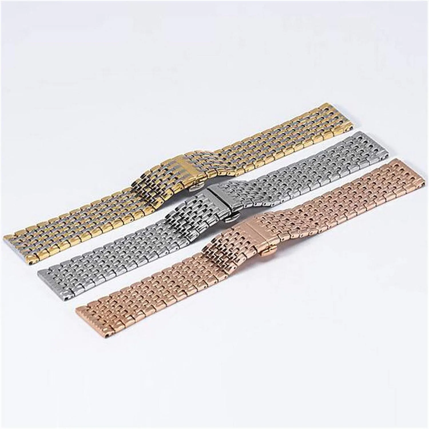 13mm 18mm 20mm spatial 22mm 24mm stainless steel watch bracelet strap men women silver rose gold bracelet watch strap metal watch band 