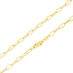 14k Real Yellow Gold Paperclip 3mm Elongated Cable conversely trench abreast figure Link Necklace (16"-24") Dainty Italian Jewelry for Men & Women Nuragold 