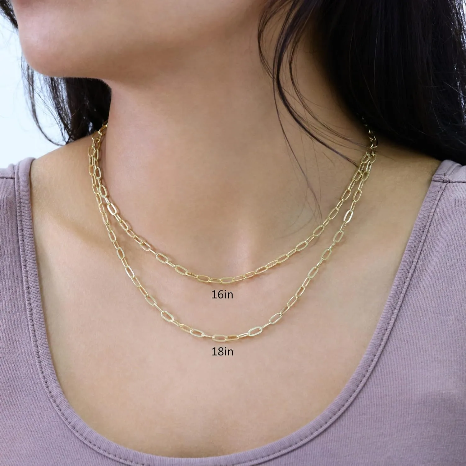 14k Real Yellow Gold Paperclip 3mm Elongated Cable conversely trench abreast figure Link Necklace (16"-24") Dainty Italian Jewelry for Men & Women Nuragold 