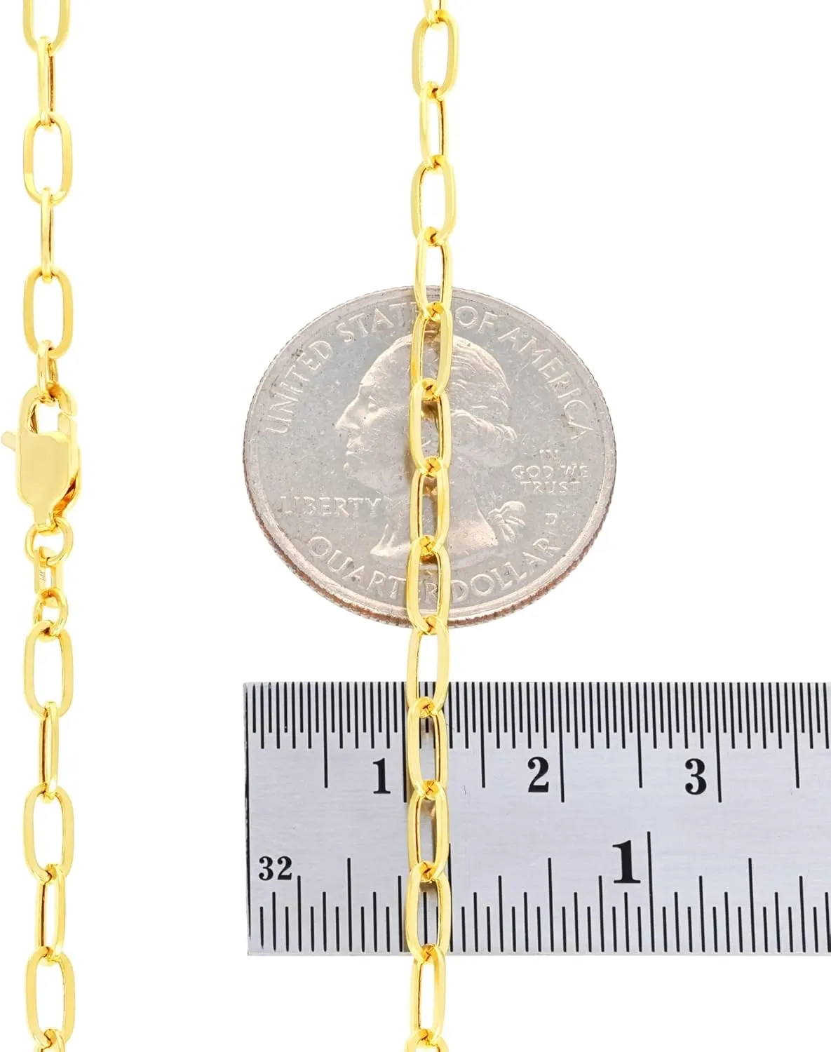 14k Real Yellow Gold Paperclip 3mm Elongated Cable conversely trench abreast figure Link Necklace (16"-24") Dainty Italian Jewelry for Men & Women Nuragold 