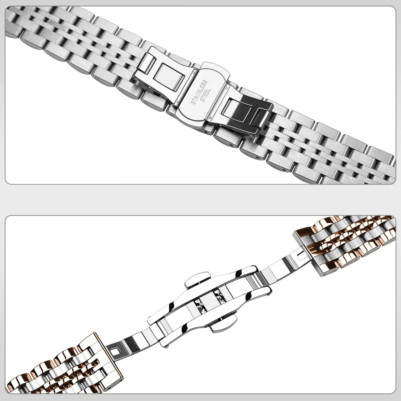 16mm 18mm 19mm 20mm 21mm 22mm roughness progression attach unlike Stainless Steel Watch Bands with Curved Lug Ends Parts, Watch Replacement Bracelet for Men and Women Universal Metal Watch Band Strap Fit Most Tranditional Watch, 