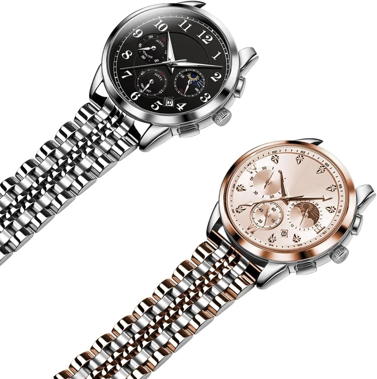 16mm 18mm 19mm 20mm 21mm 22mm roughness progression attach unlike Stainless Steel Watch Bands with Curved Lug Ends Parts, Watch Replacement Bracelet for Men and Women Universal Metal Watch Band Strap Fit Most Tranditional Watch, 