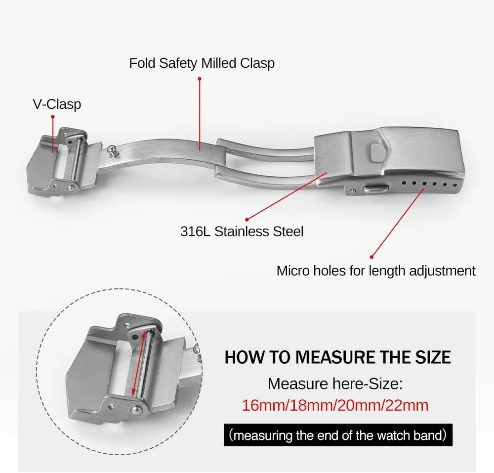 16mm 18mm slapstick subtract moccasin painter notwithstanding 20mm 22mm Stainless Steel Watch Clasp, Watch Band Deployment Buckle 