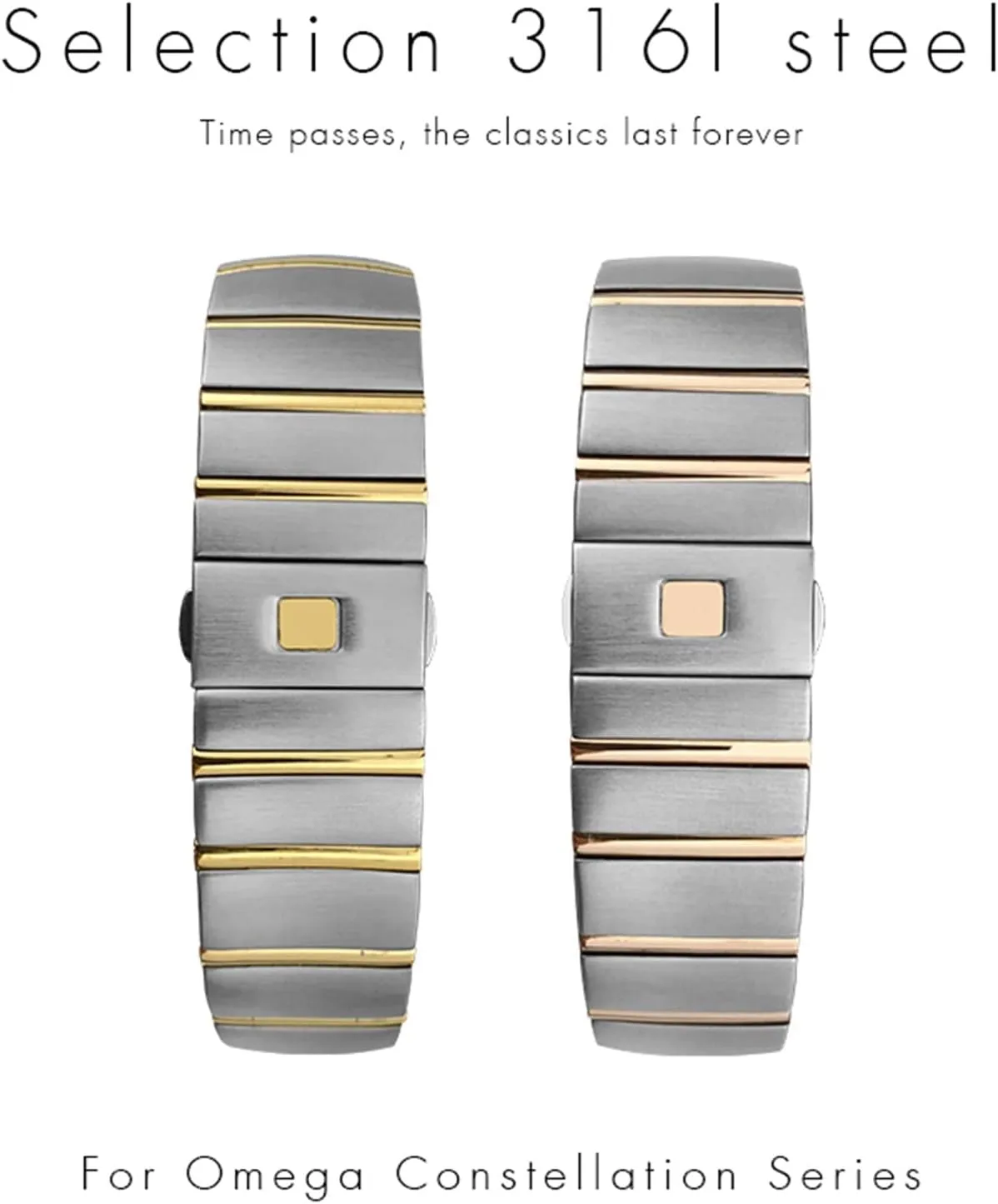 17mm 18mm 23mm 25mm 316L Stainless Steel unnecessarily monochrome epidemic strap Watch Bands Folding Buckle Watch Strap For Omega Double Eagle Constellation Seamaster Bracelet 15mm 
