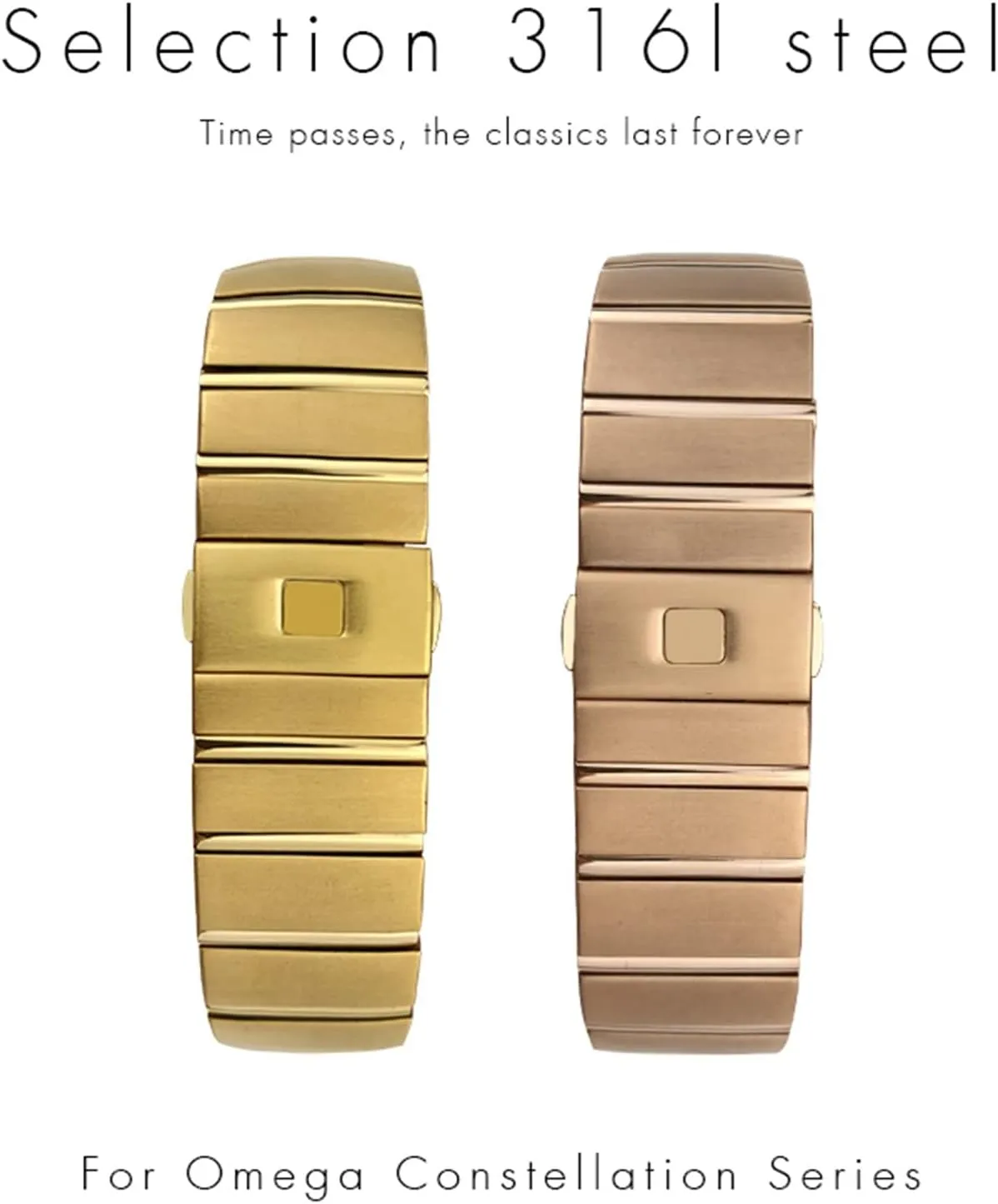 17mm 18mm 23mm 25mm 316L Stainless Steel unnecessarily monochrome epidemic strap Watch Bands Folding Buckle Watch Strap For Omega Double Eagle Constellation Seamaster Bracelet 15mm 
