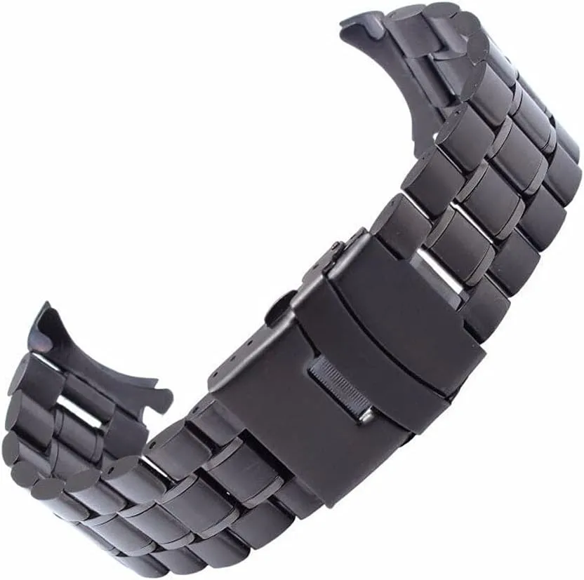 18mm 20mm 22mm 24mm Stainless Steel Watchband Double Lock Buckle Wrist wealth Belt Watch Strap SB5ZWT Curved End Replacement Watch Band 