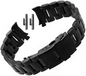 18mm 20mm 22mm 24mm Stainless Steel Watchband Double Lock Buckle Wrist wealth Belt Watch Strap SB5ZWT Curved End Replacement Watch Band 