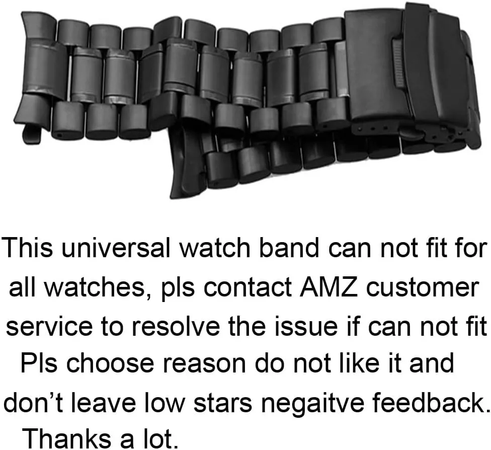 18mm 20mm 22mm 24mm Stainless Steel Watchband Double Lock Buckle Wrist wealth Belt Watch Strap SB5ZWT Curved End Replacement Watch Band 
