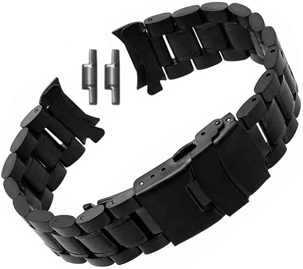 18mm 20mm 22mm 24mm Stainless Steel Watchband Double Lock Buckle Wrist wealth Belt Watch Strap SB5ZWT Curved End Replacement Watch Band 