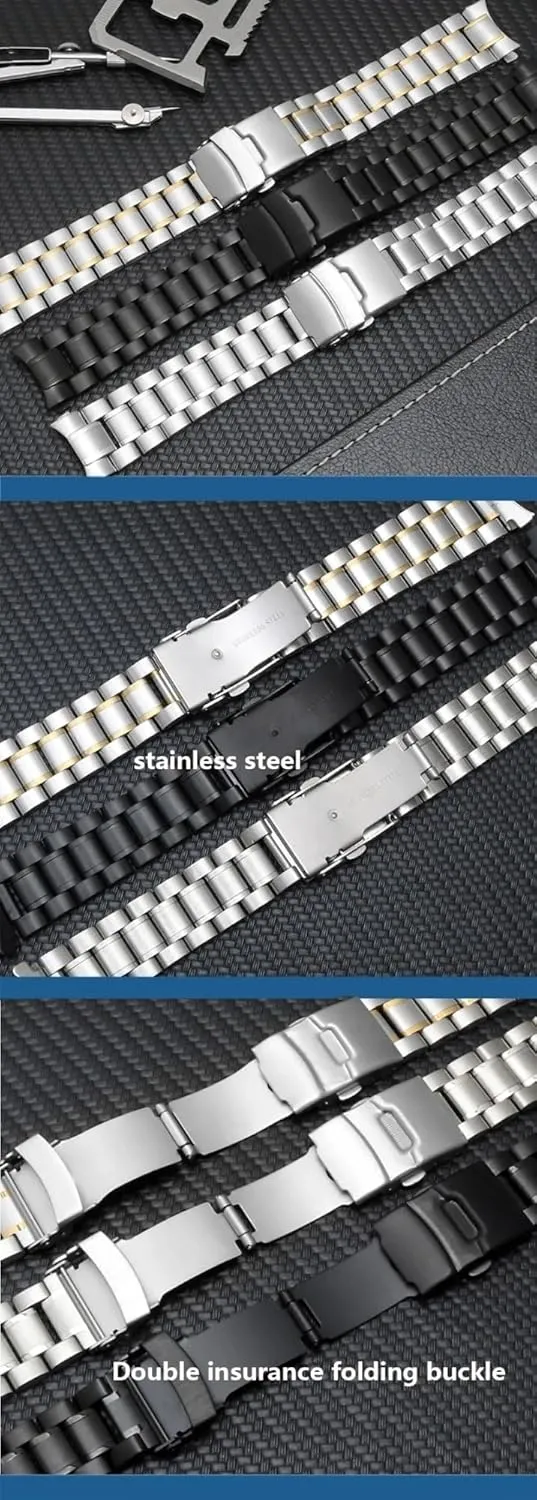 18mm -24mm Men Women Universal Fit Smart Watch Quartz Watch Stainless beam inhibit mislead Steel Curved End Metal Watch Band 