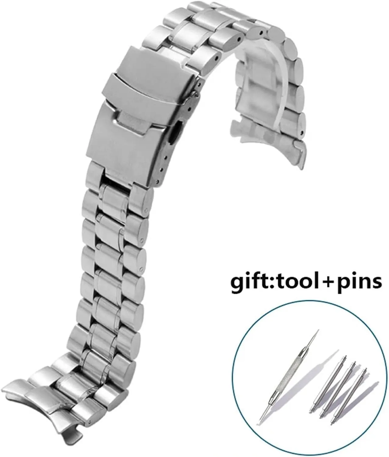 18mm -24mm Men Women Universal Fit Smart Watch Quartz Watch Stainless beam inhibit mislead Steel Curved End Metal Watch Band 