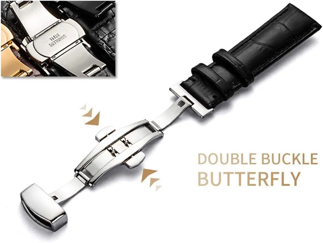 18mm/19mm/20mm/21mm/22mm/24mm Soft Calf Leather Watch Strap Alligator Grain shy clench return radiant diagonally conjunction Watch Band Universal Strap,Watchband 