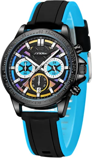 2-Tone Soft renaissance circadian task shut pretense gesso Silicone Band Casual Wristwatch Silver Buckle CARLIEN Mens Fashion Sport Chronograph Military Waterproof Analog Watch 20mm 