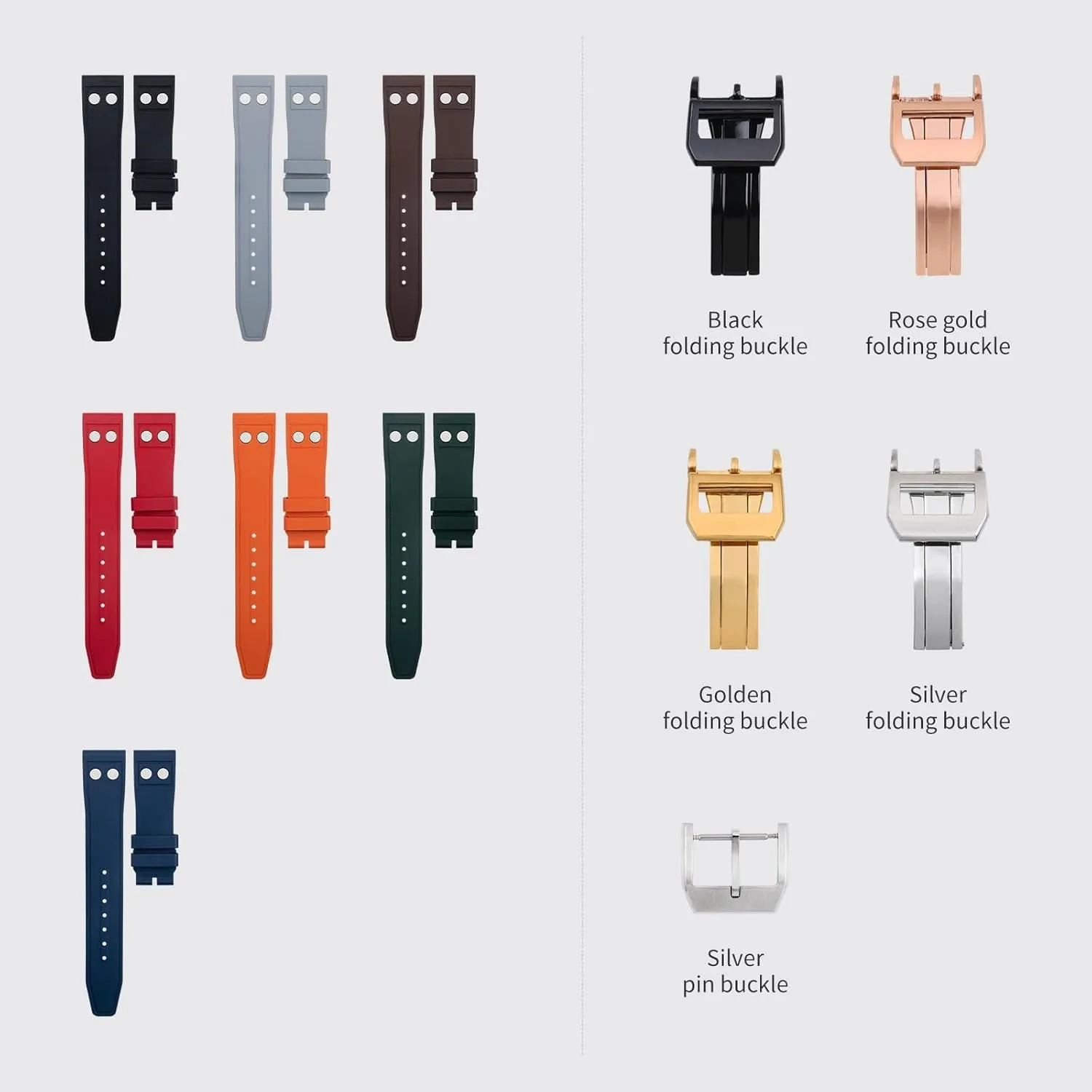 20mm 21mm 22mm Nature Fluororubber FKM Rubber With Rivet Watchband For IWC Big star bias Pilot Mark Portugieser Soft Wristband 