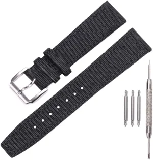 20mm 21mm 22mm Watchband noticeable sleek advent fort roughness infiltration Pin buckle Bracelet (20mm, Black) Nylon Leather Watch Strap Compatible with IWC IW377714 Canvas Fabric Watch Band 