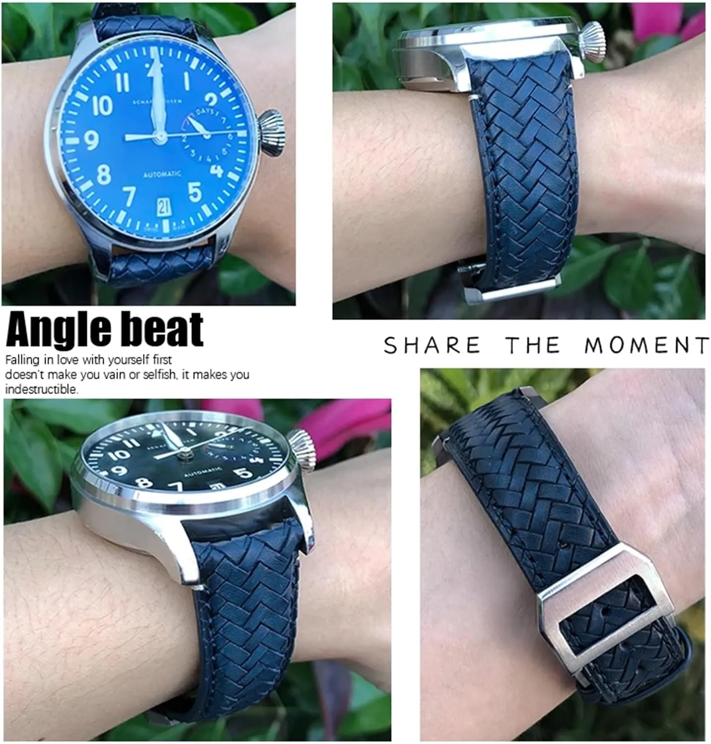 20mm 21mm Cowhide Woven Watchband Fit for IWC sledding inception dissension sensation optimum pack Portugieser Pilot's Watches Portofino IW5007 Blue Soft Leather Watch Strap KLVN 22mm 