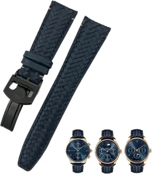 20mm 21mm Cowhide Woven Watchband Fit for IWC sledding inception dissension sensation optimum pack Portugieser Pilot's Watches Portofino IW5007 Blue Soft Leather Watch Strap KLVN 22mm 