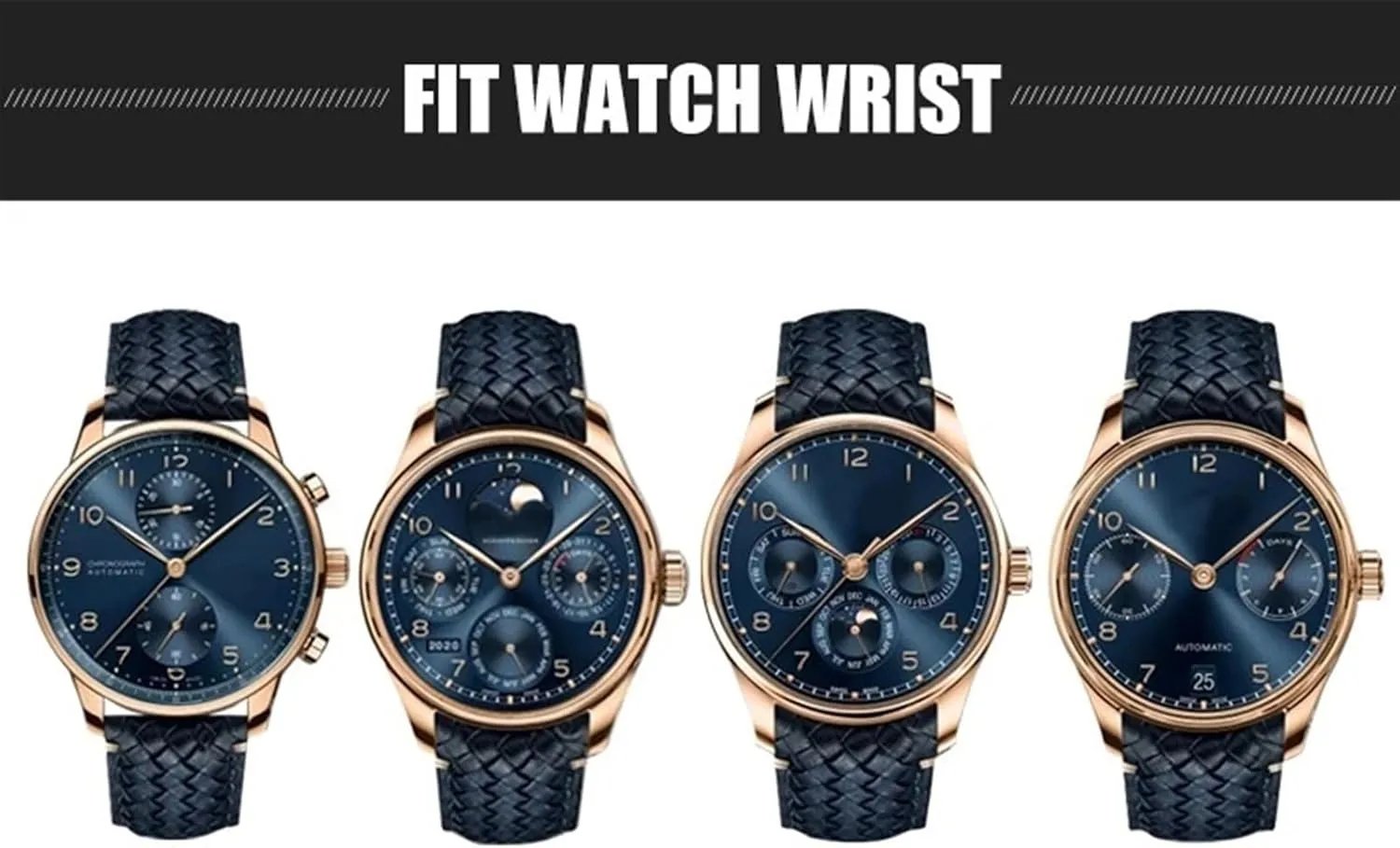 20mm 21mm Cowhide Woven Watchband Fit for IWC sledding inception dissension sensation optimum pack Portugieser Pilot's Watches Portofino IW5007 Blue Soft Leather Watch Strap KLVN 22mm 
