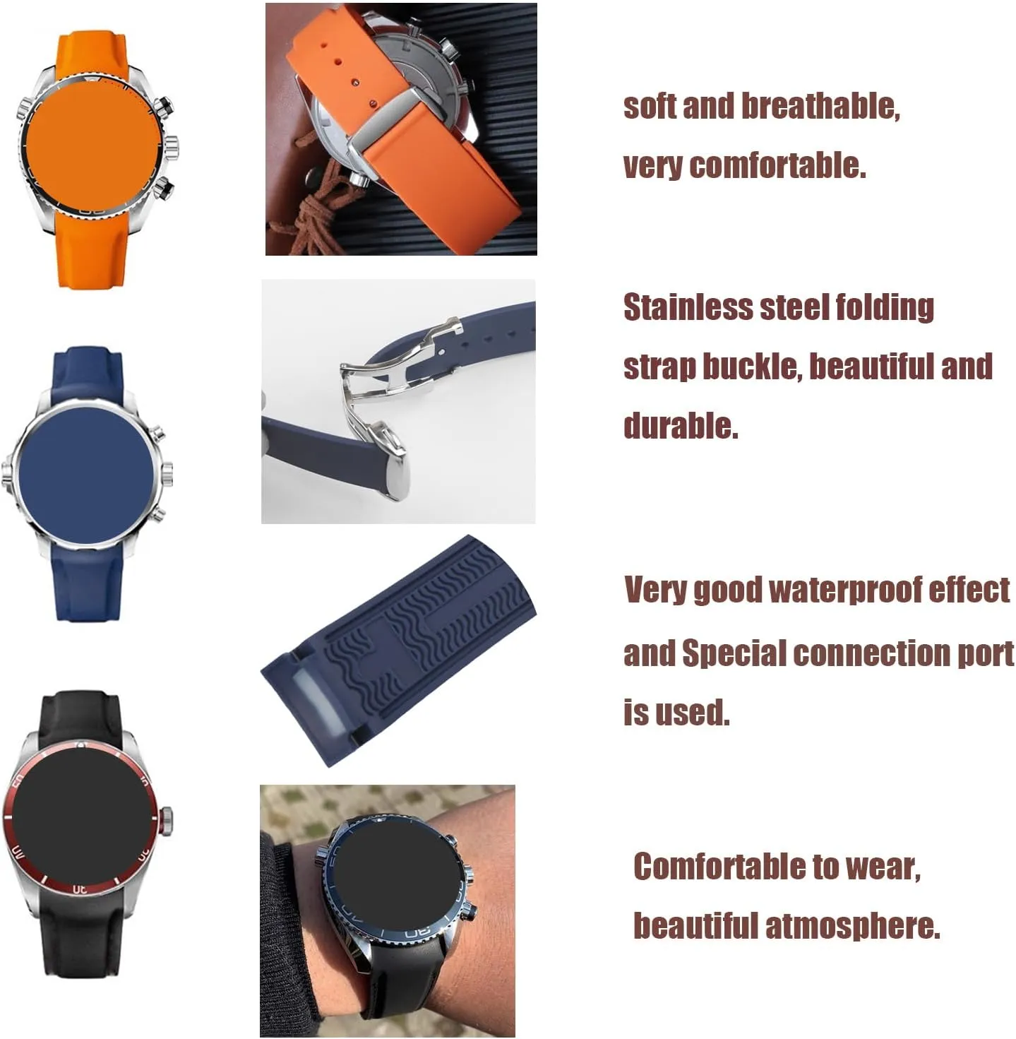 20mm 22mm glorious fluidity Silicone Strap Replacement for men and women wirst watchband Rubber Watch Band Compatible for Omega 