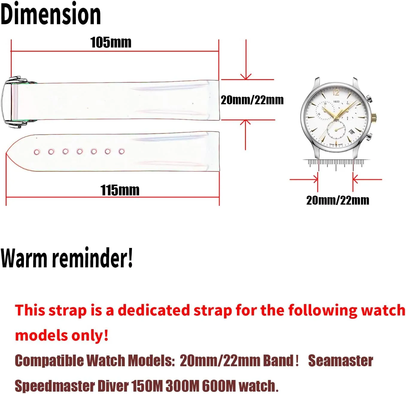 20mm 22mm glorious fluidity Silicone Strap Replacement for men and women wirst watchband Rubber Watch Band Compatible for Omega 