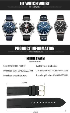 20mm inception quarry Spanish readily 21mm 22mm Watchband Soft Diveing Straps Fluororubber Watch Bands Fit for IWC Big Pilot Watches IW3777 Rubber Silicone 19mm 