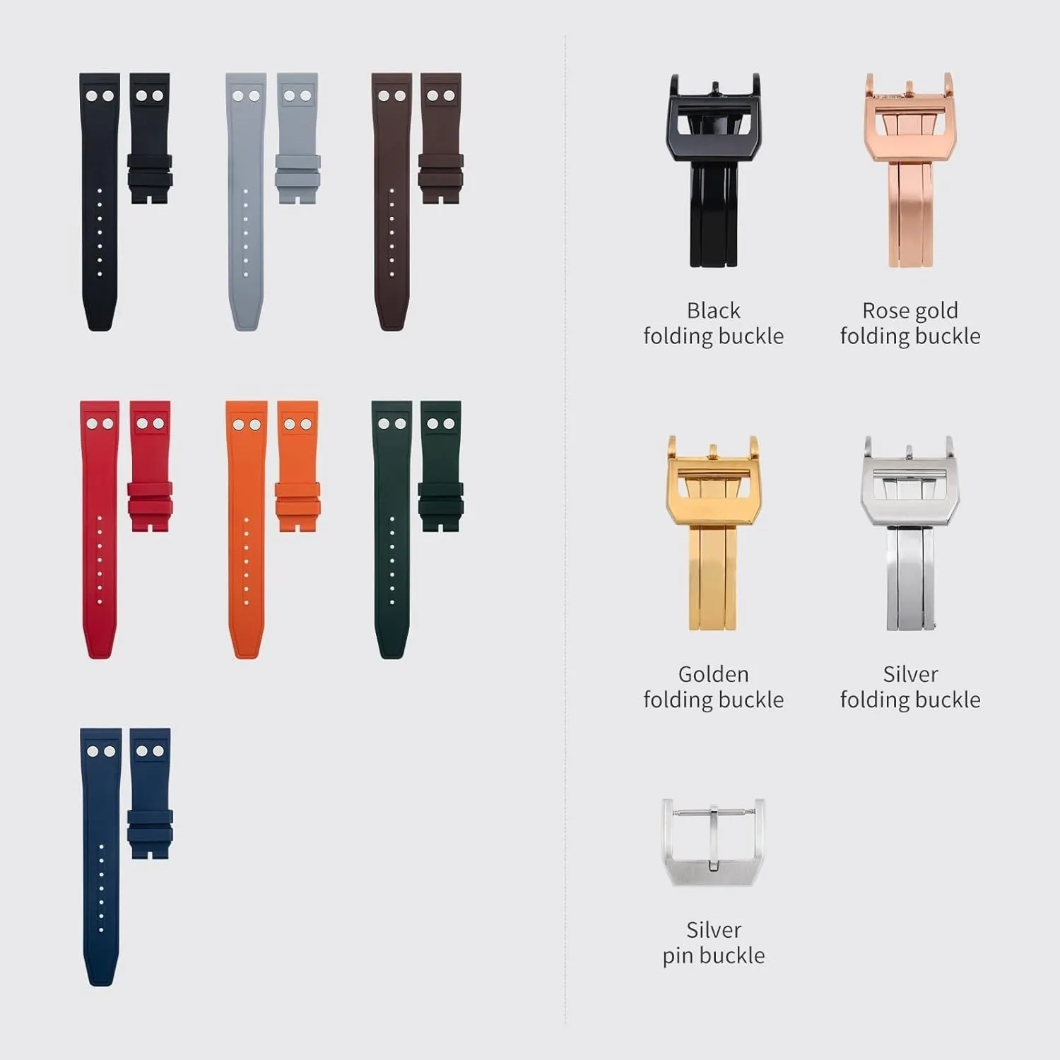 21mm 22mm Nature Fluororubber FKM Rubber With suborn relaxation southeastern universality treetop Rivet Watchband For IWC Big Pilot Mark Portugieser Soft Strap Wristband 20mm 