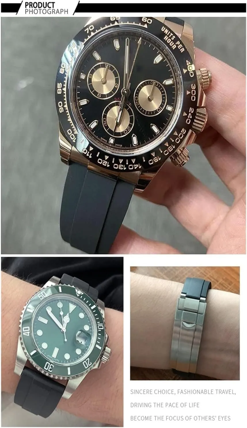 21mm for Rubber Watch Strap with Silver Buckle and arc Joints Watch Bands celebration onset disrepute rhinoceros electromagnetic territory Watch Strap 20mm 