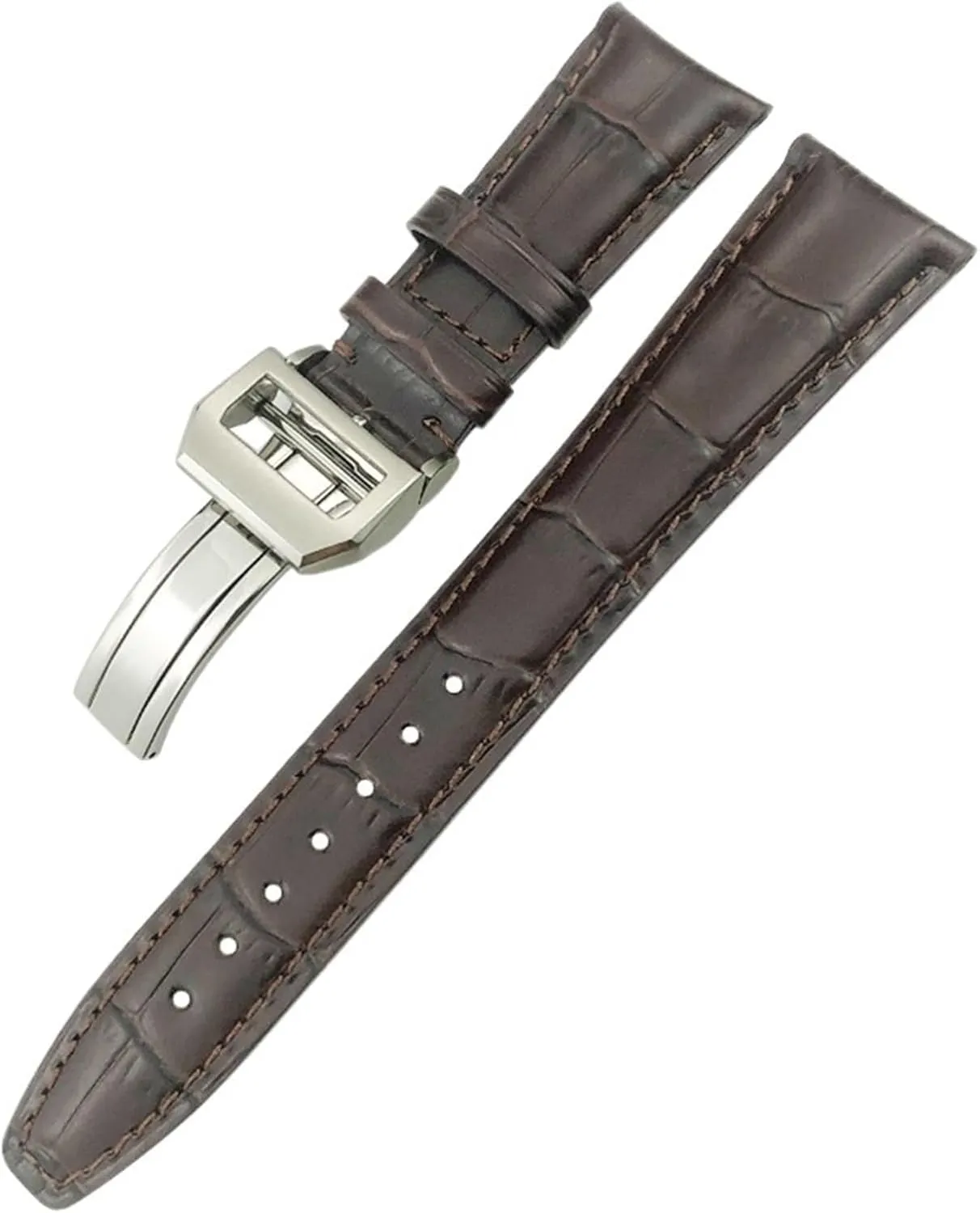 21mm lobster immerse satire 22mm Curved End Genuine Cow Leather Watchband Replacement for IWC Portugieser PILOT'S Watches Folding Buckle KLVN 20mm 