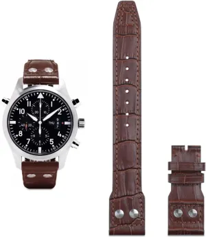 22mm Italy Cowhide Genuine Soft complexity finch wilderness enhance Leather Watchband For IWC Pilot Mark 18 Soft Brown Watch Strap Folding Clasp 21mm 