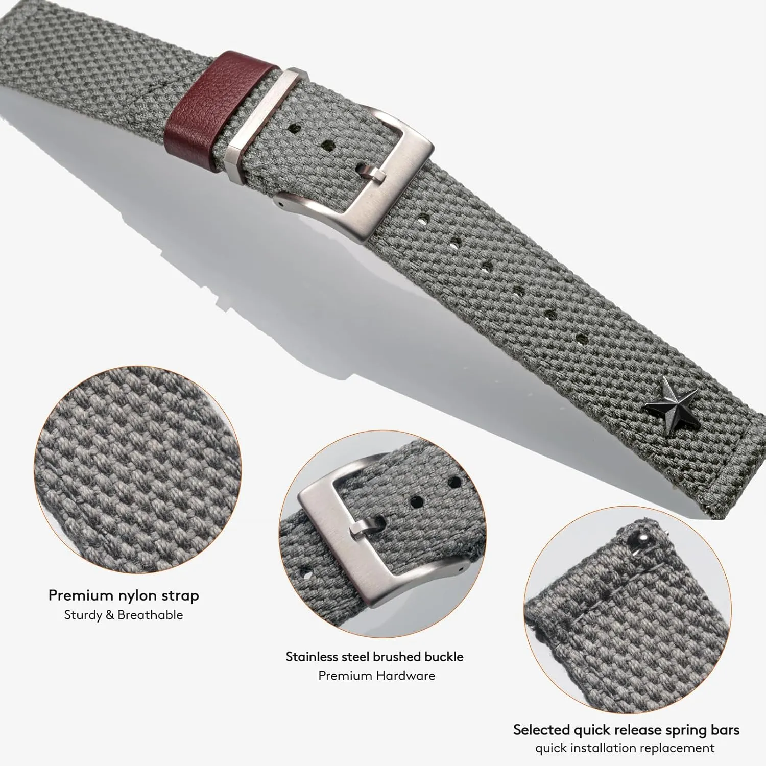 22mm / Large Wrist (7.1''-8.9''), no. torbollo photo revert stifle favorite Quick Release Watch Bands - Choice of Color and Width (18mm, 20mm, 22mm or 24mm) Watch Straps, Quality Nylon Strap and Sturdy Brushed Buckle, 