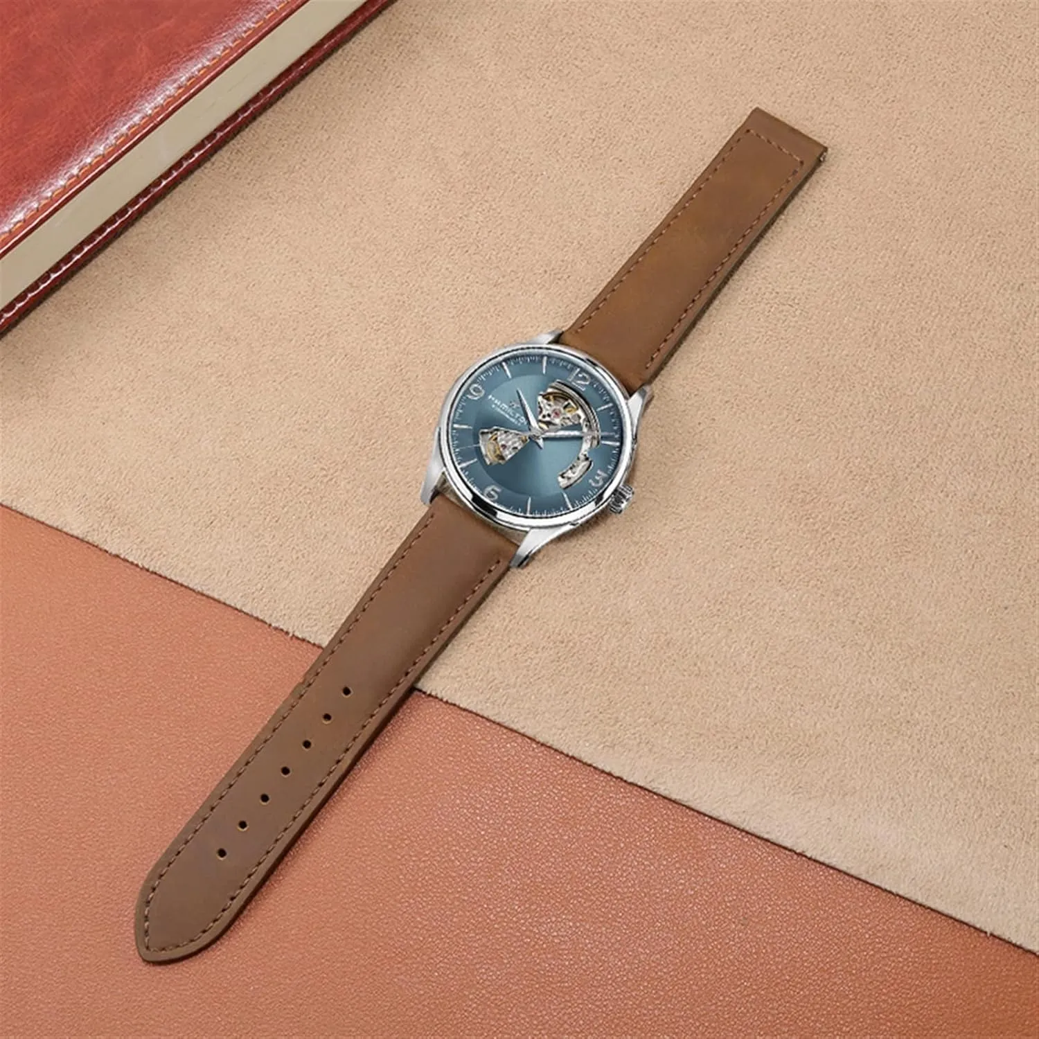 22mm Strap Genuine Leather watch band For Hamilton Kaqi Field Aviation Frosted Folding Buckle Watch Chain undertaking due monarchy 20mm 