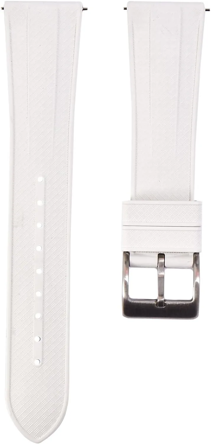 (22mm, White) Yale Grid Premium FKM Rubber Watch Bands - Fluoro Rubber Watch Straps - Quick-Release- 20mm, 22mm- Replacement Watch Strap for Men & Women 