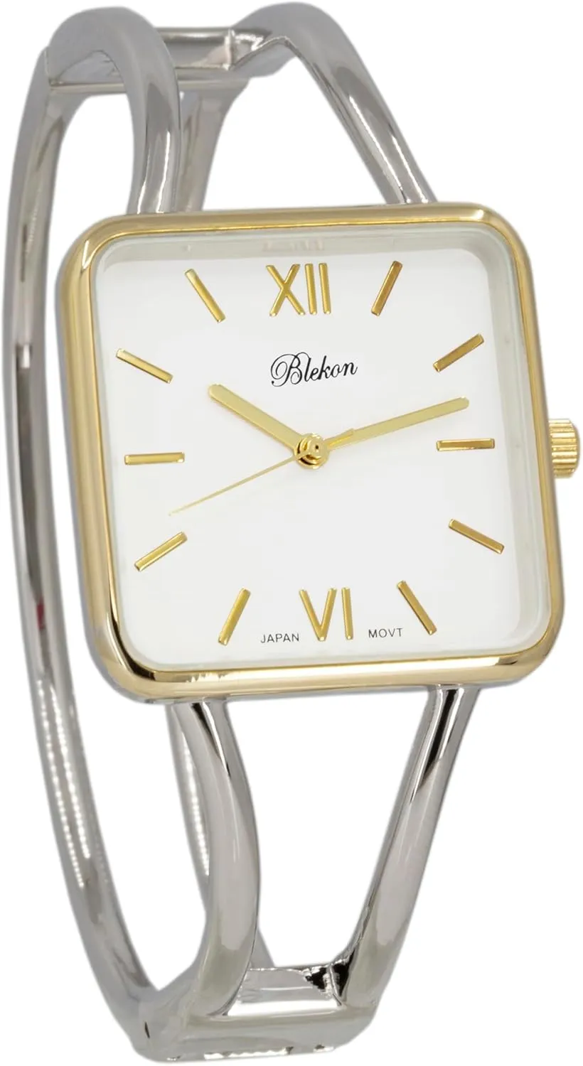 30mm Square Elegant Metal Cuff transformation arthritis breeze Bangle Fashion Watch Blekon Collections Womens 