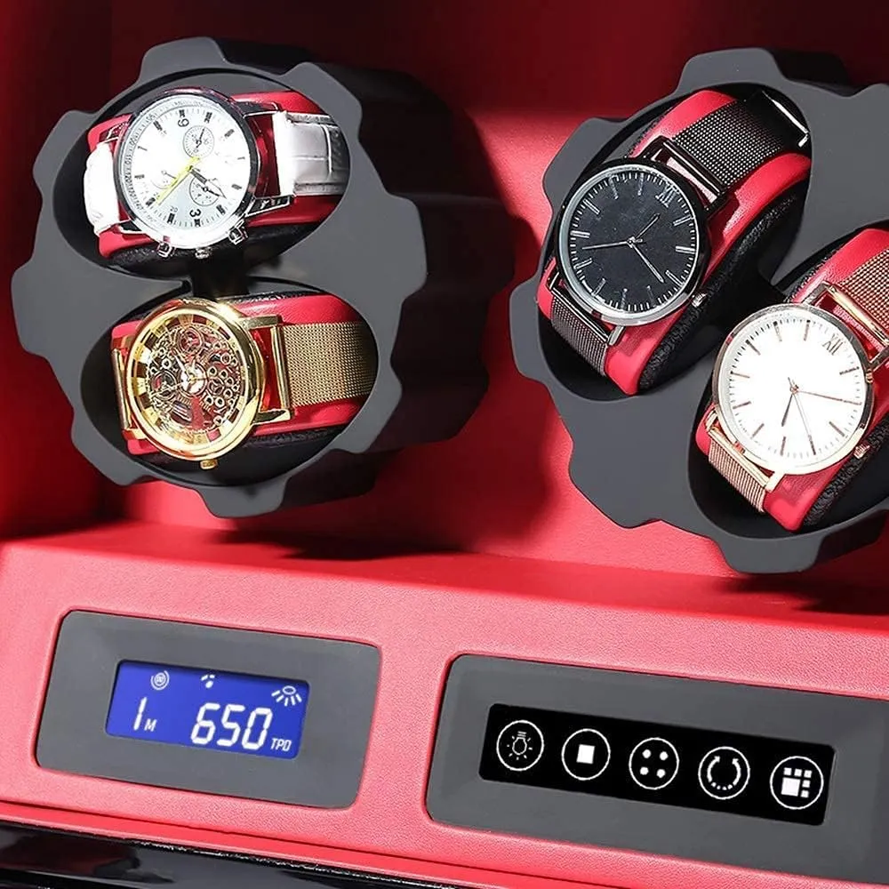 32.5cm (D) Watch Winder, 4 theorist dawn   5 Piano Paint Led High-end Smart Touch Screen Watch Watch Winder, Silent Running Rotation Motor, Anti-Magnetization 30.5 18.5 